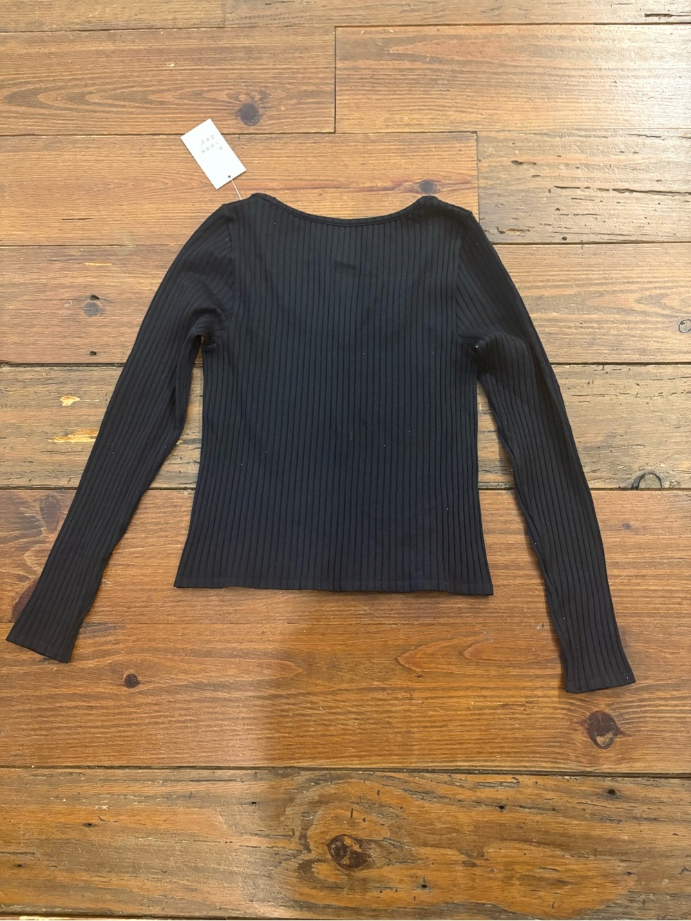 a new day Black Ribbed Long Sleeve Scoop Neck Top - Slim Fit - Picture 4 of 4